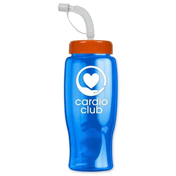 Translucent Blue color option for Garyline® Poly+ Bottle With Straw Lid   27 Oz.