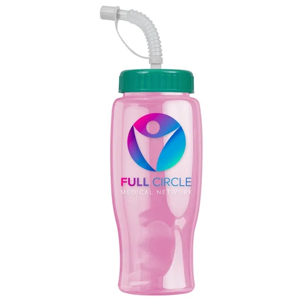 Translucent Pink color option for Garyline® Poly+ Bottle With Straw Lid   27 Oz.