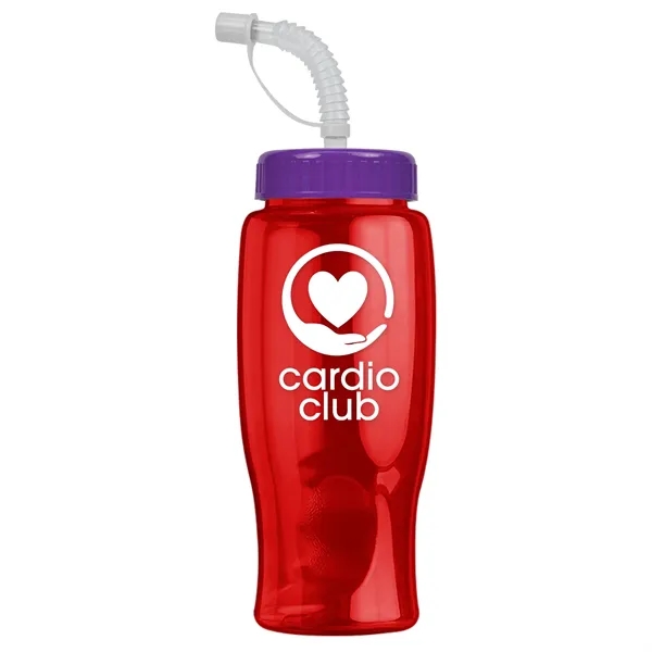 Translucent Red color option for Garyline® Poly+ Bottle With Straw Lid   27 Oz.