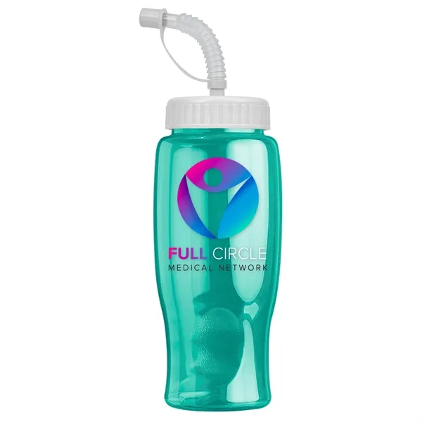 Translucent Teal color option for Garyline® Poly+ Bottle With Straw Lid   27 Oz.