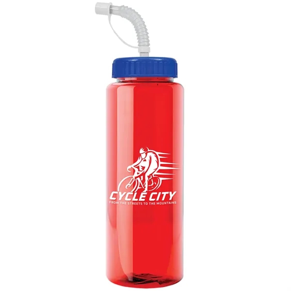 Translucent Red color option for Garyline® Guzzler Bottle With Straw Lid   32 Oz.