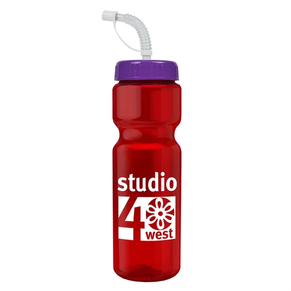 Translucent Red color option for Garyline® Champ Bottle With Straw Lid   28 Oz.