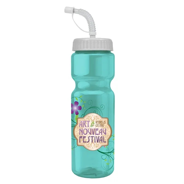Translucent Teal color option for Garyline® Champ Bottle With Straw Lid   28 Oz.