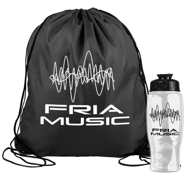 Black color option for Garyline® Graduate Drawstring Backpack With 27 Oz. Bottle