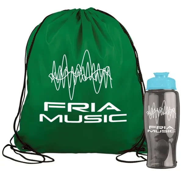 Green color option for Garyline® Graduate Drawstring Backpack With 27 Oz. Bottle