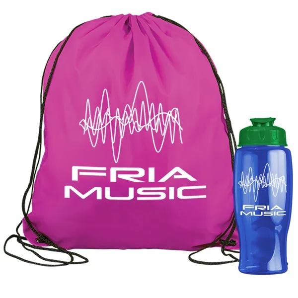 Hot Pink color option for Garyline® Graduate Drawstring Backpack With 27 Oz. Bottle