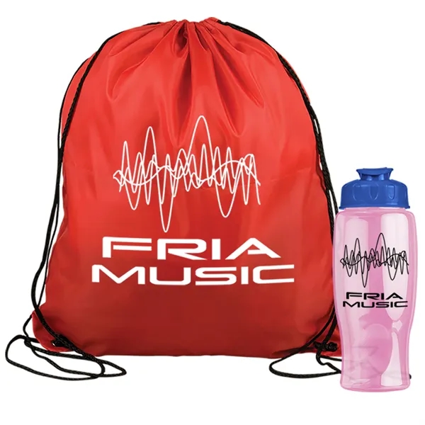 Red color option for Garyline® Graduate Drawstring Backpack With 27 Oz. Bottle