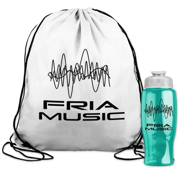 White color option for Garyline® Graduate Drawstring Backpack With 27 Oz. Bottle