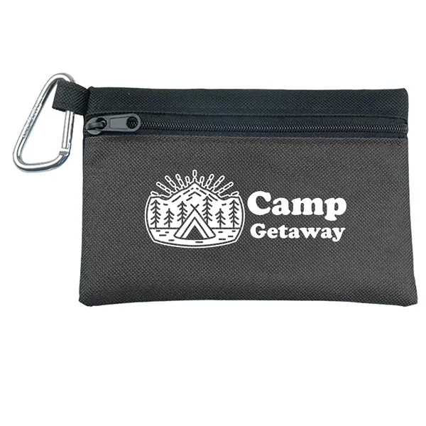 Charcoal color option for Garyline® Two Tone Polyester Zip Pouch With Carabiner