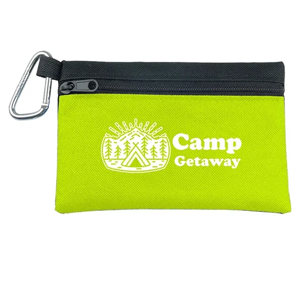 Lime Green color option for Garyline® Two Tone Polyester Zip Pouch With Carabiner