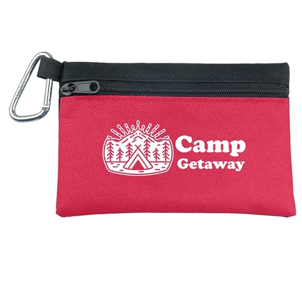 Red color option for Garyline® Two Tone Polyester Zip Pouch With Carabiner