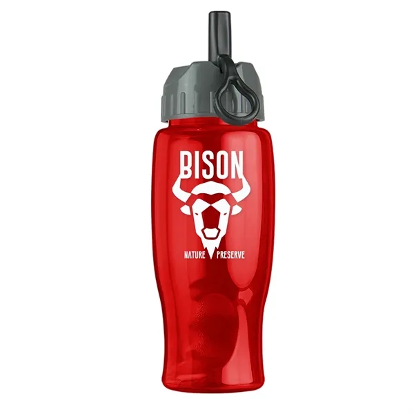 Translucent Red color option for Garyline® Poly+ Bottle With Ring Straw Lid   27 Oz.