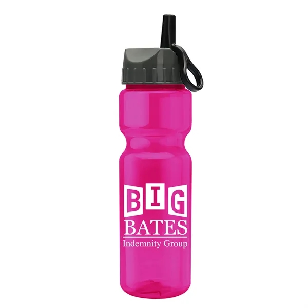 Translucent Hot Pink color option for Garyline® Champ Bottle With Ring Straw Lid   28 Oz.
