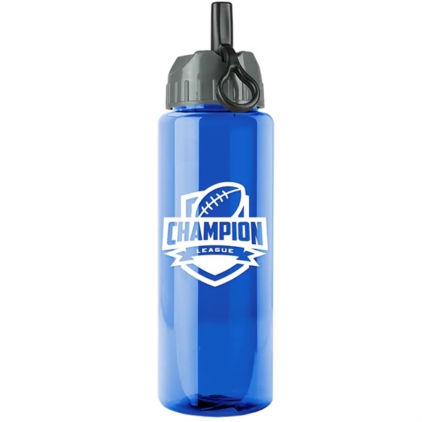 Translucent Blue color option for Garyline® Guzzler Bottle With Ring Straw Lid   32 Oz.