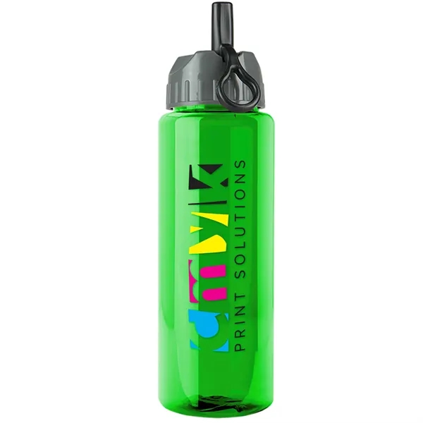 Translucent Green color option for Garyline® Guzzler Bottle With Ring Straw Lid   32 Oz.