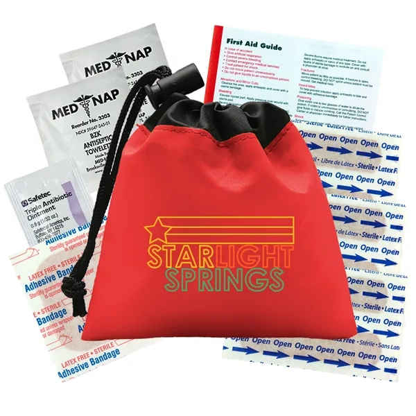 Red color option for Garyline® Cinch Pouch First Aid Kit   11 Piece