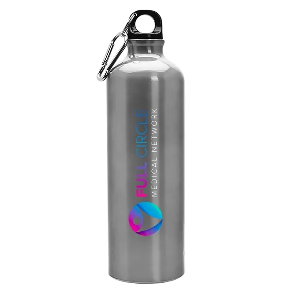 Silver color option for Garyline® Excursion Aluminum Bottle With Carabiner   25 Oz.