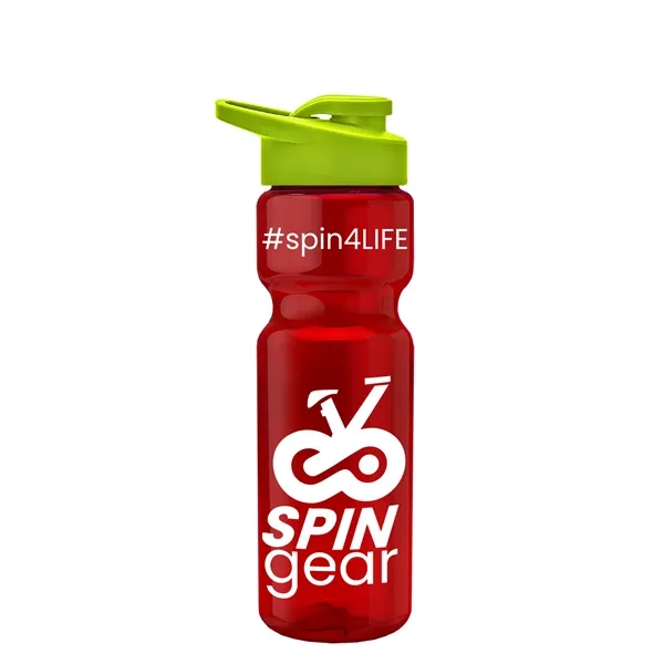 Translucent Red color option for Garyline® Champ Bottle With Drink Thru Lid   28 Oz.