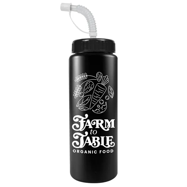 Black color option for Garyline® Quart Sport Bottle With Straw Lid   32 Oz.