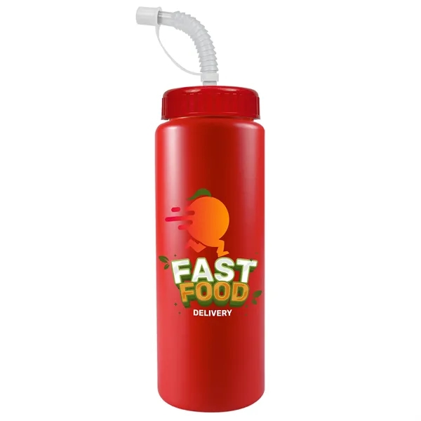 Red color option for Garyline® Quart Sport Bottle With Straw Lid   32 Oz.