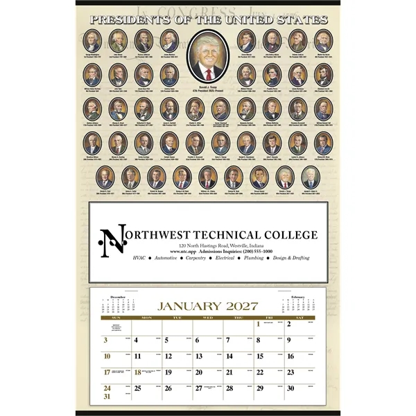 White color option for Triumph® Calendars Presidents Hanger 12 Month Calendar