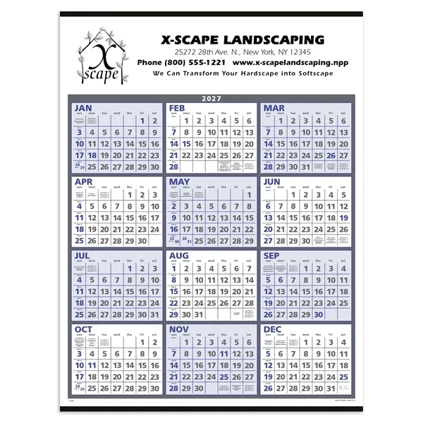 White color option for Triumph® Calendars Span A Year Calendar