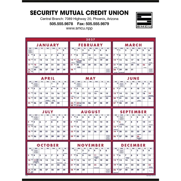 White color option for Triumph® Calendars Span A Year Calendar