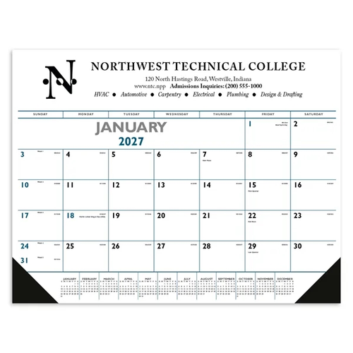 Main photo of Triumph® Calendars Blue & Black Desk Pad With Vinyl Corners