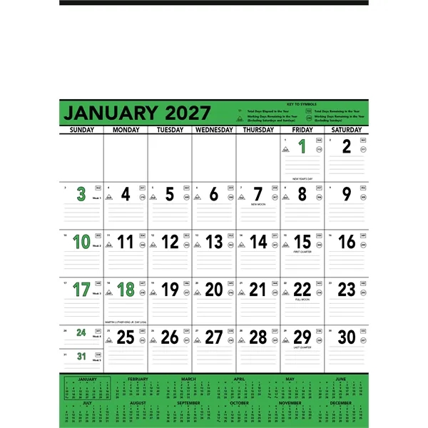 2027 color option for Triumph® Calendars Green & Black Contractor Memo Calendar