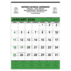 Photo of Triumph® Calendars Green & Black Contractor Memo Calendar