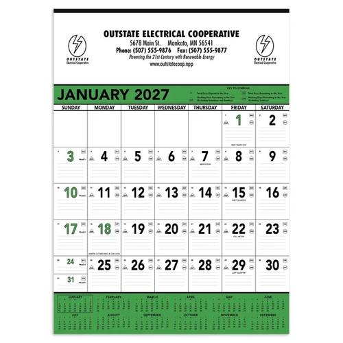 Main photo of Triumph® Calendars Green & Black Contractor Memo Calendar