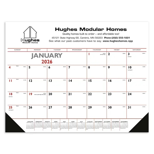 Main photo of Triumph® Calendars Red & Black Desk Pad With Vinyl Corners