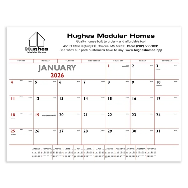 White color option for Triumph® Calendars Red & Black Desk Pad