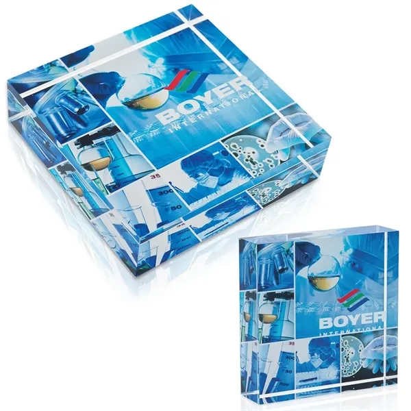 Clear color option for Jaffa® Square Acrylic Paperweight