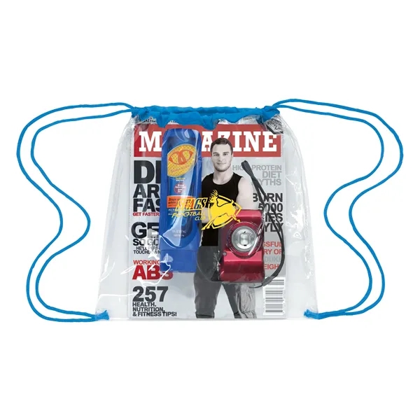 Blue color option for Good Value™ Clear Game Drawstring Backpack