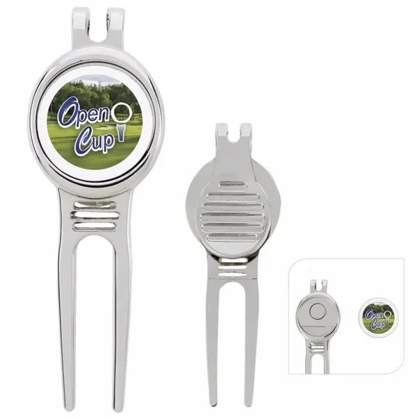 Divot Tool.Golfers.Silver.White color option for Good Value™ Golfers Divot Tool With Ball Marker