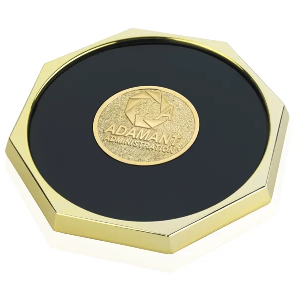 Brass-Plated color option for Jaffa® Octagon Coaster