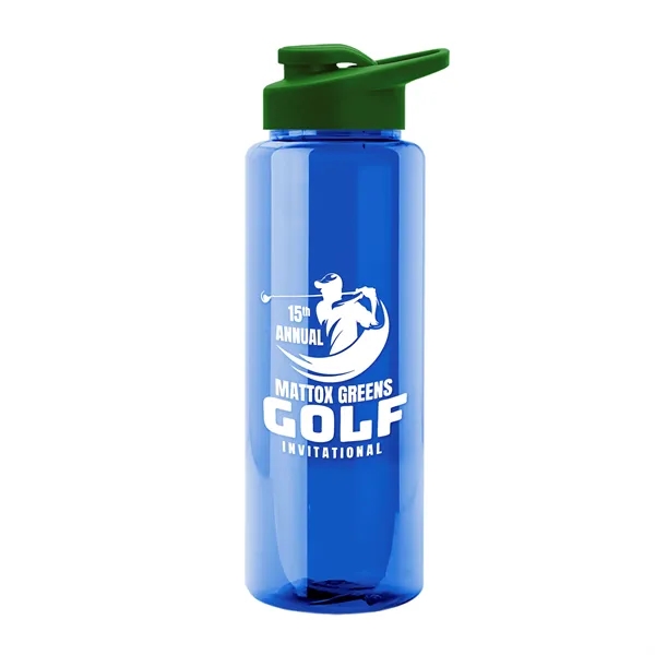 Translucent Blue color option for Garyline® Guzzler Bottle With Drink Thru Lid   32 Oz.