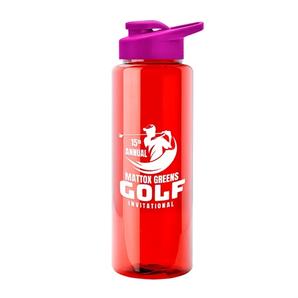 Translucent Red color option for Garyline® Guzzler Bottle With Drink Thru Lid   32 Oz.
