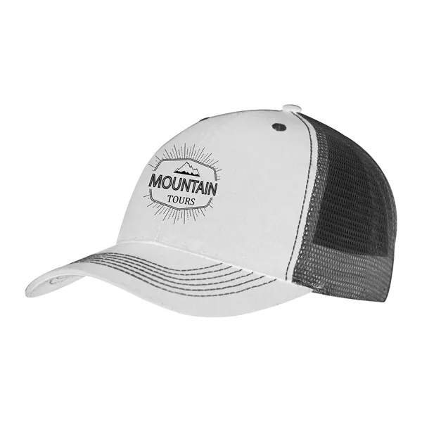 White/Black color option for Color Accent Mesh Snapback Cap