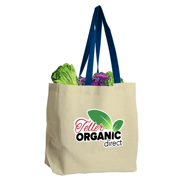 Natural/Blue color option for Garyline® Natural Cotton Canvas Tote