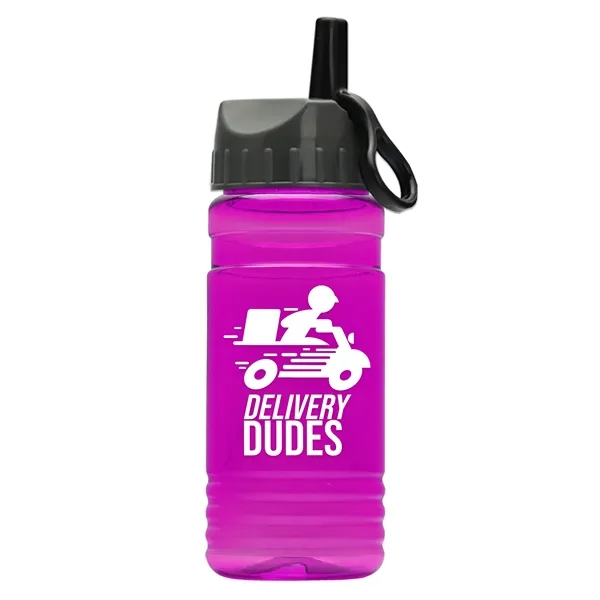 Translucent Hot Pink color option for Garyline® Rpet Bottle With Ring Straw Lid   20 Oz.