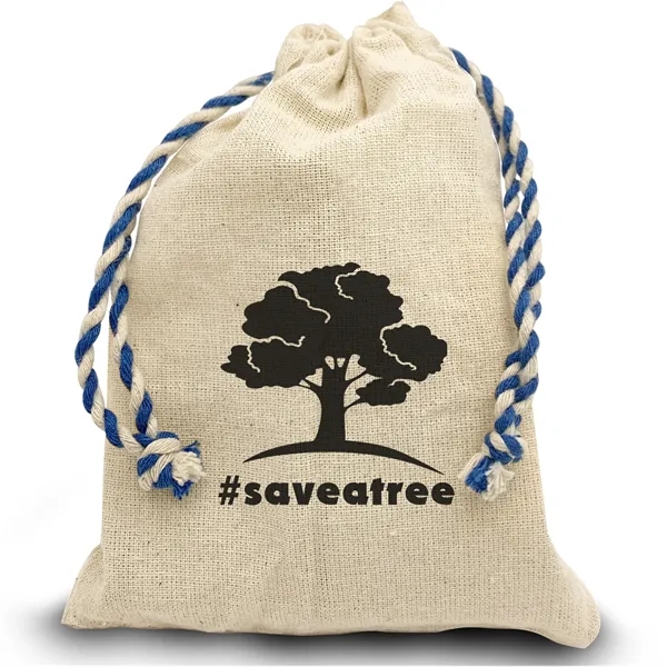 Natural/Blue color option for Garyline® Handy Canvas Drawstring Pouch