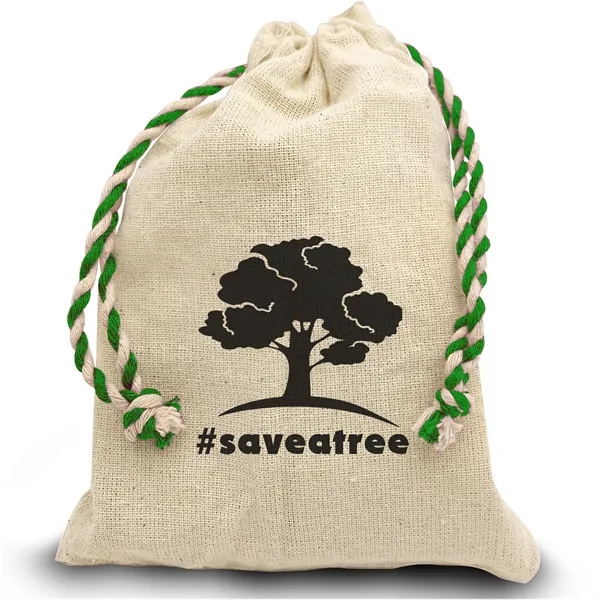 Natural/Green color option for Garyline® Handy Canvas Drawstring Pouch