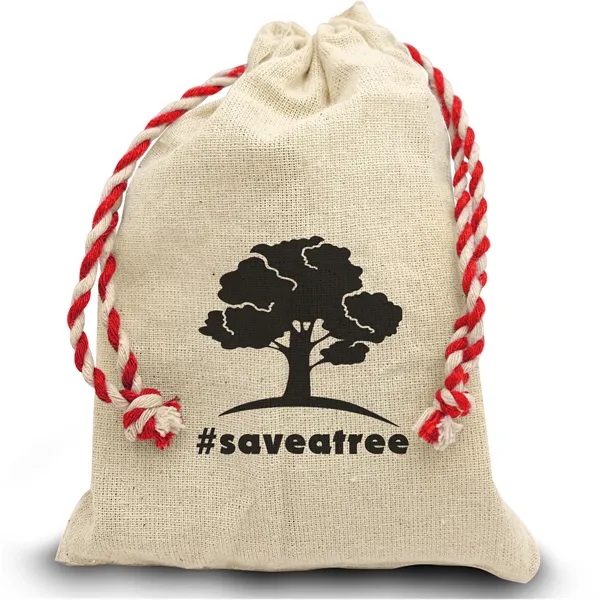 Natural/Red color option for Garyline® Handy Canvas Drawstring Pouch