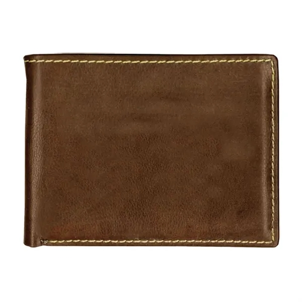 Brown color option for Andrew Philips® Leather Contrast Stitch Billfold Wallet