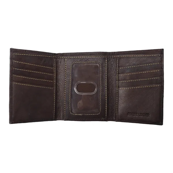 Brown color option for Andrew Philips® Leather Contrast Stitch Tri Fold Wallet