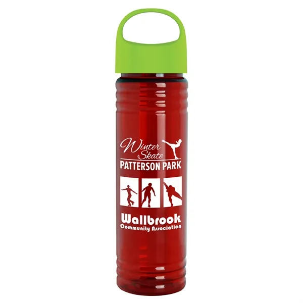 Translucent Red color option for Garyline® Slim Fit Bottle With Oval Crest Lid   24 Oz.