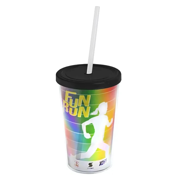 Black color option for Garyline® Transparent Tumbler With Straw Lid And Full Col...