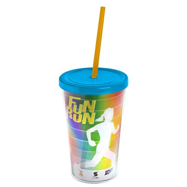 Translucent Blue color option for Garyline® Transparent Tumbler With Straw Lid And Full Col...